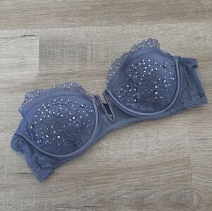 Victoria's Secret Blue Crystal Designer Strapless Bra - 34B